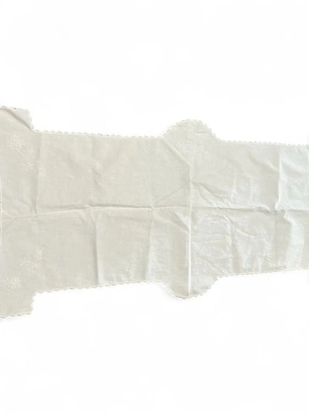 Embroidered Linen Table Runner in Soft White